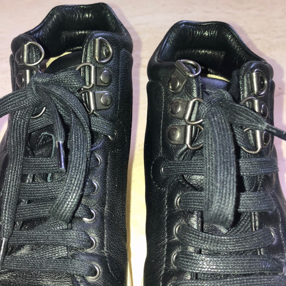 rag & bone Black Leather Lace-Up Sneakers with White Sole - Picture 6 of 8